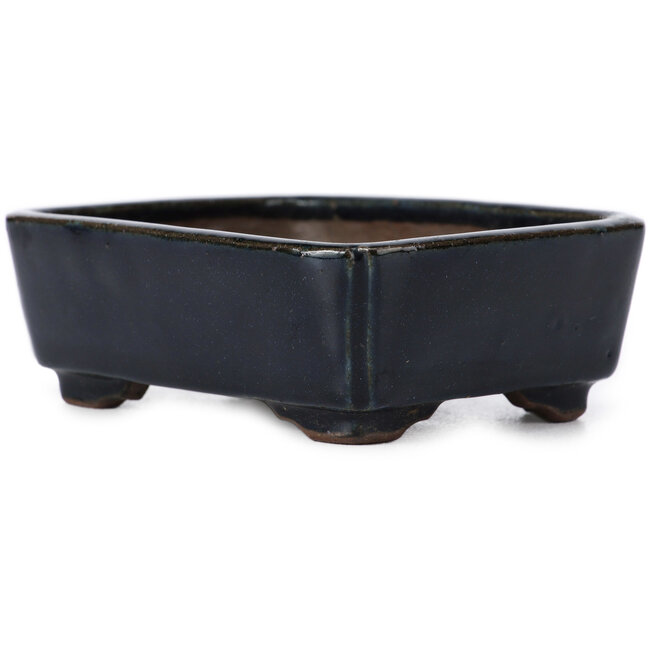 Rechteckige blaue Bonsaischale von Issho - 115 x 90 x 35 mm