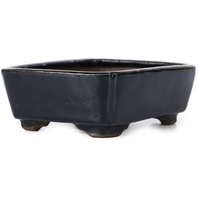 Rechteckige blaue Bonsaischale von Issho - 115 x 90 x 35 mm