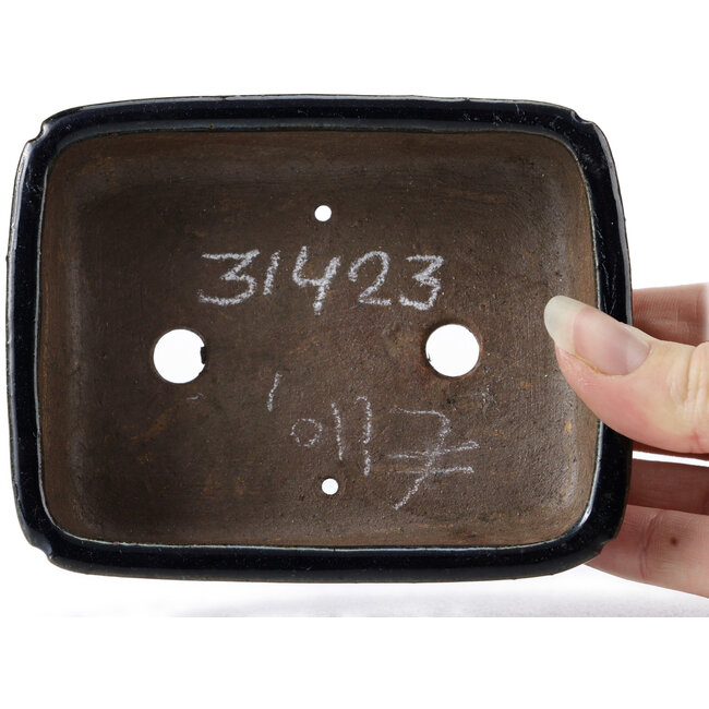 Pot à bonsaï rectangulaire bleu par Issho - 115 x 90 x 35 mm