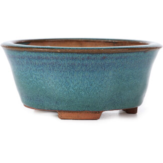 105 mm runde blaue Bonsaischale von Sugiura Keisen, Japan