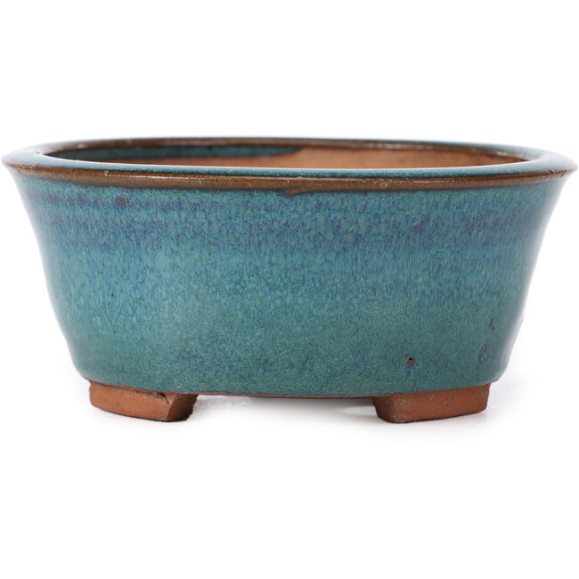 Round blue bonsai pot by Sugiura Keisen - 105 x 105 x 45 mm