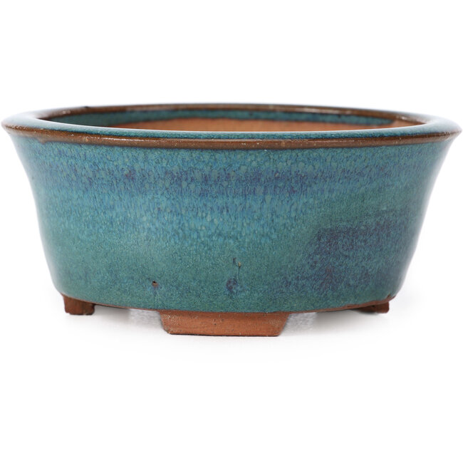 Runde blaue Bonsaischale von Sugiura Keisen - 105 x 105 x 45 mm