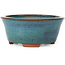 Round blue bonsai pot by Sugiura Keisen - 105 x 105 x 45 mm