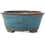 Round blue bonsai pot by Sugiura Keisen - 105 x 105 x 45 mm