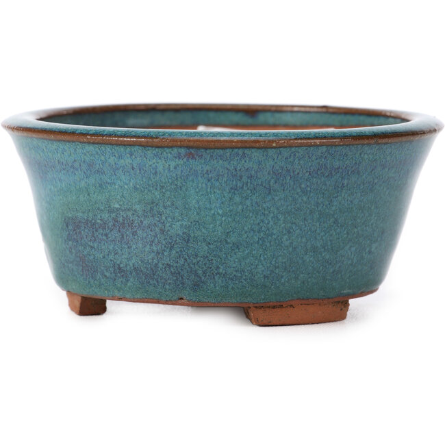 Runde blaue Bonsaischale von Sugiura Keisen - 105 x 105 x 45 mm