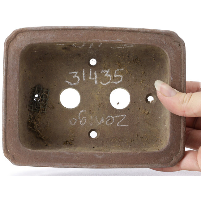 Rectangular Unglazed bonsai pot by Zenigo - 155 x 120 x 45 mm