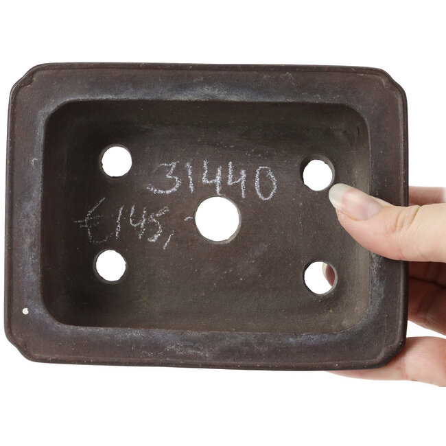 Rectangular Unglazed bonsai pot by Zenigo - 150 x 115 x 45 mm