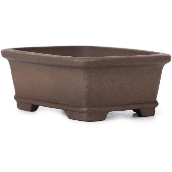 Rechthoekige ongeglazuurde bonsaipot van Zenigo - 105 x 80 x 40 mm