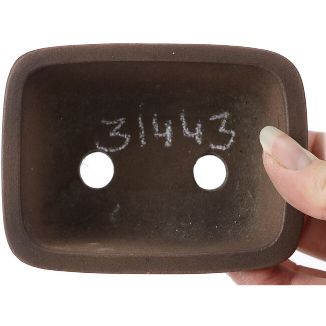 Rechteckige unglasierte Bonsaischale von Zenigo - 105 x 80 x 40 mm