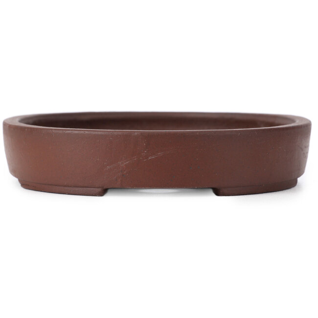 Ovale unglasierte Bonsaischale von Shibakatsu - 180 x 145 x 25 mm