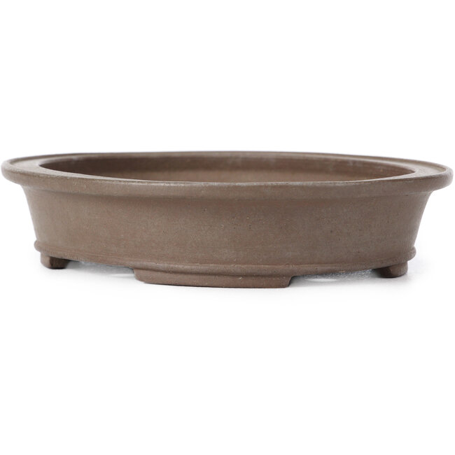 Ovale unglasierte Bonsaischale von Shibakatsu - 155 x 130 x 30 mm