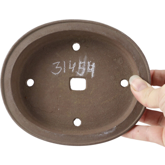 Pot à bonsaï ovale non émaillé par Shibakatsu - 155 x 130 x 30 mm