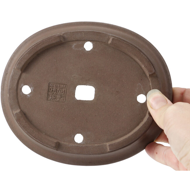 Maceta de bonsái ovalada sin esmaltar de Shibakatsu - 155 x 130 x 30 mm
