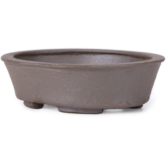 Ovale ongeglazuurde bonsaipot van Seto - 105 x 95 x 30 mm