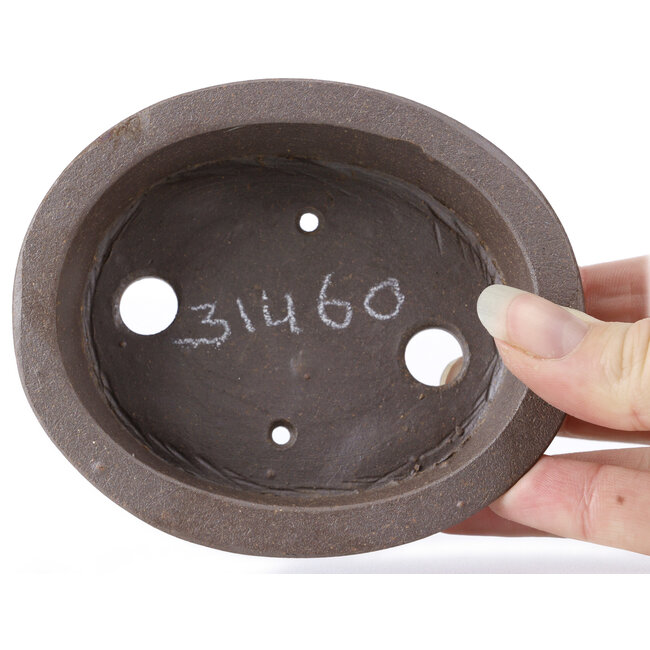 Oval Unglazed bonsai pot by Seto - 105 x 90 x 30 mm