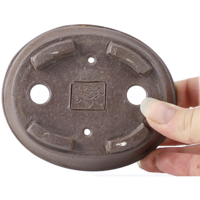 Vaso bonsai ovale non smaltato di Seto - 105 x 90 x 30 mm