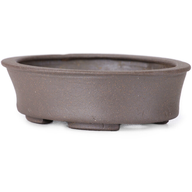 Ovale ongeglazuurde bonsaipot van Seto - 105 x 90 x 30 mm