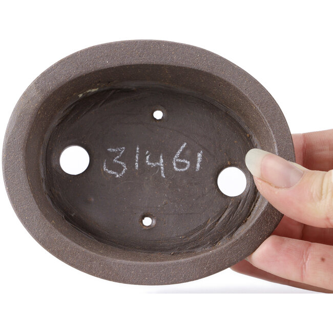 Pot à bonsaï ovale non émaillé par Seto - 105 x 90 x 30 mm