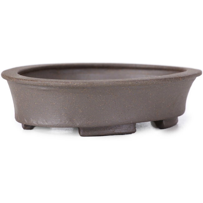 Ovale ongeglazuurde bonsaipot van Seto - 105 x 90 x 30 mm
