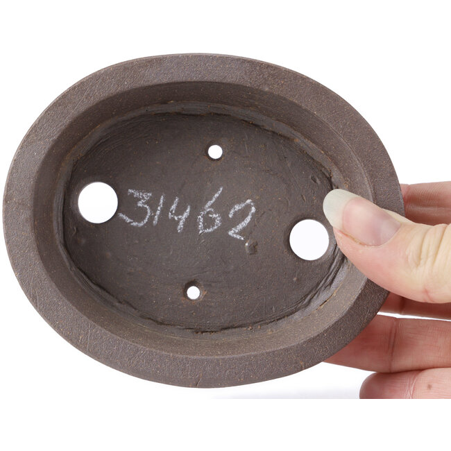Pot à bonsaï ovale non émaillé par Seto - 105 x 90 x 30 mm