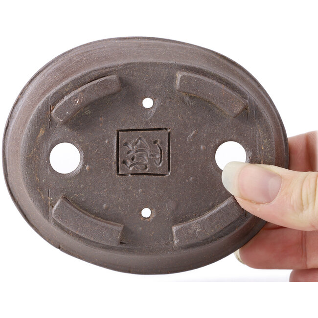 Vaso bonsai ovale non smaltato di Seto - 105 x 90 x 30 mm