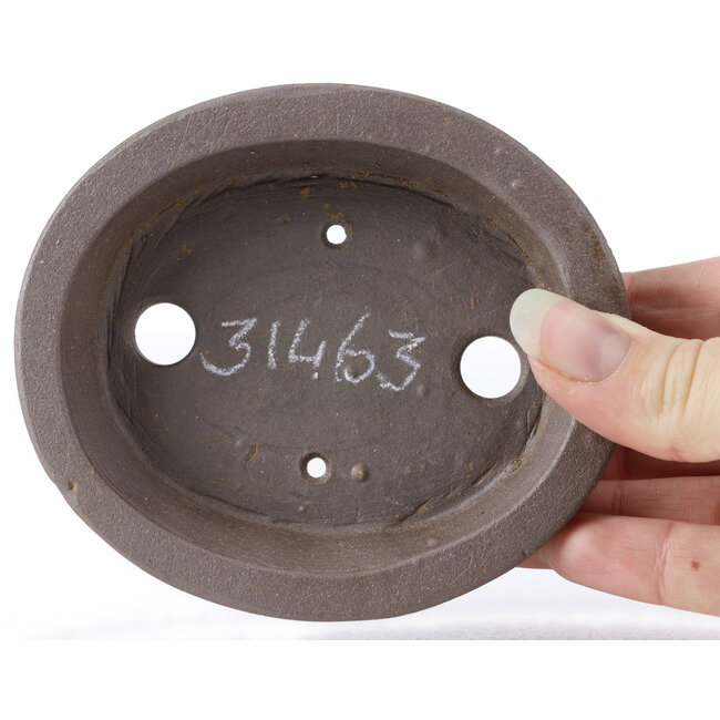 Ovale unglasierte Bonsaischale von Seto - 105 x 90 x 30 mm