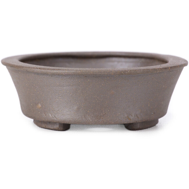 Ovale ongeglazuurde bonsaipot van Seto - 105 x 90 x 30 mm