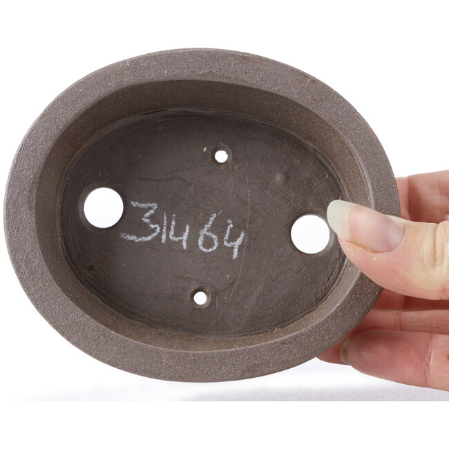 Oval Unglazed bonsai pot by Seto - 105 x 90 x 30 mm