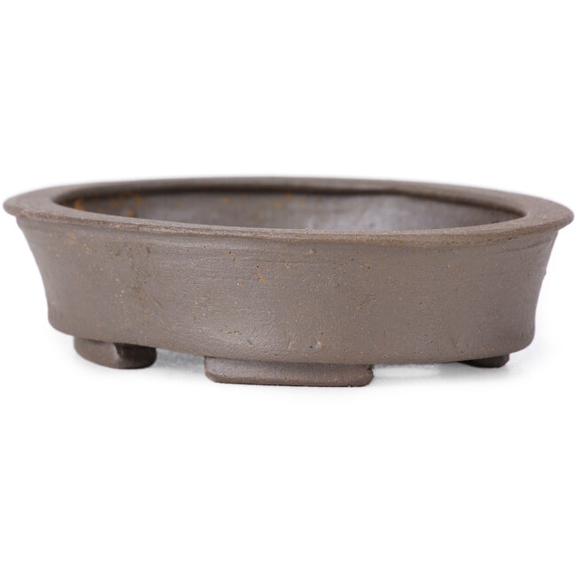 Ovale ongeglazuurde bonsaipot van Seto - 105 x 90 x 30 mm