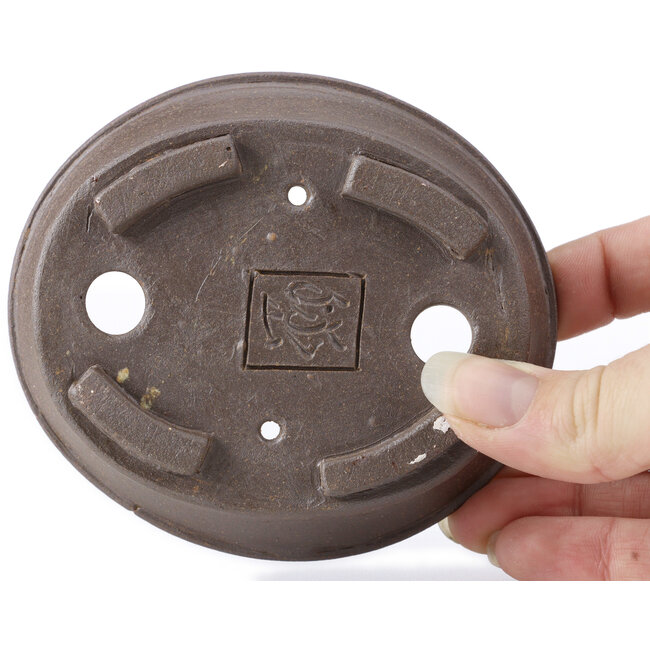 Pot à bonsaï ovale non émaillé par Seto - 105 x 90 x 30 mm