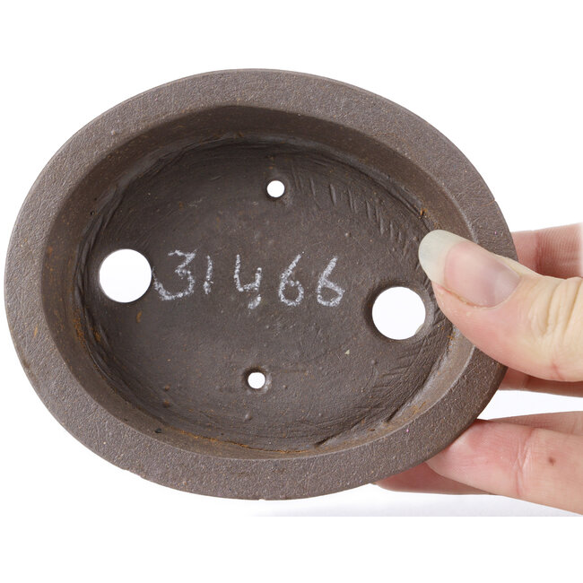 Pot à bonsaï ovale non émaillé par Seto - 105 x 90 x 30 mm