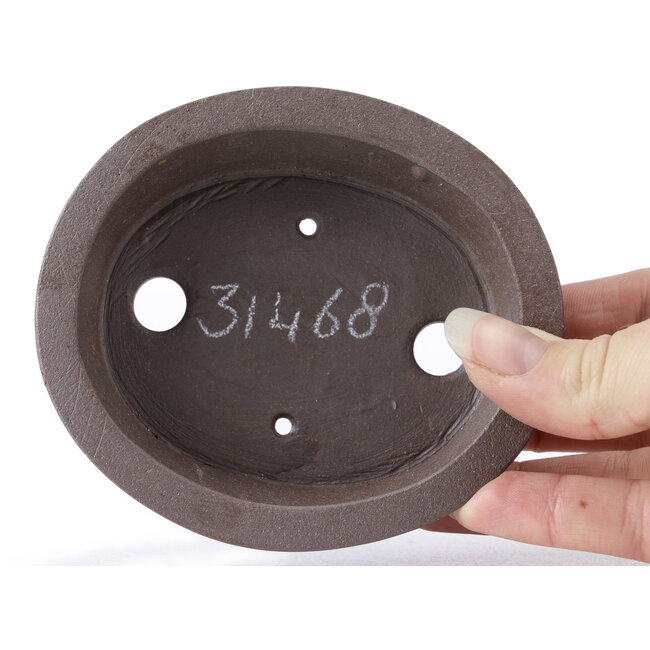 Oval Unglazed bonsai pot by Seto - 105 x 90 x 30 mm