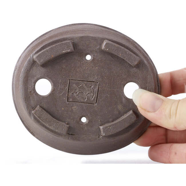 Pot à bonsaï ovale non émaillé par Seto - 105 x 90 x 30 mm