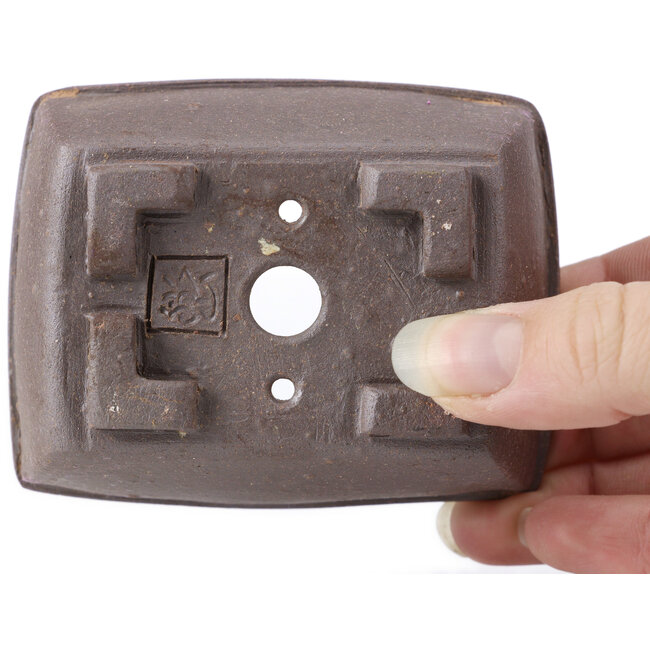 Rechthoekige ongeglazuurde bonsaipot van Seto - 90 x 70 x 40 mm