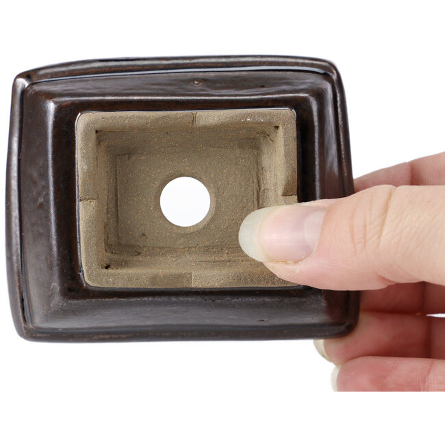 Pot à bonsaï rectangulaire marron par Seto - 80 x 65 x 30 mm