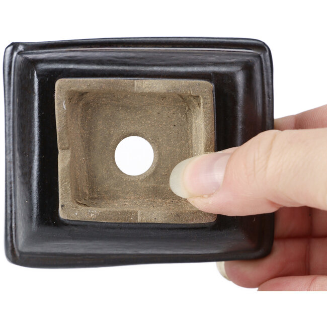 Rectangular brown bonsai pot by Seto - 80 x 65 x 30 mm