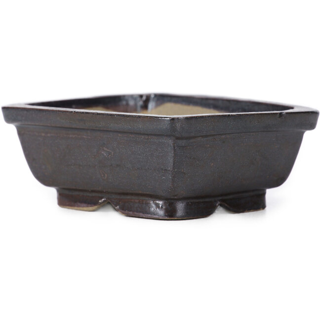 Rechteckige braune Bonsaischale von Seto - 80 x 65 x 30 mm