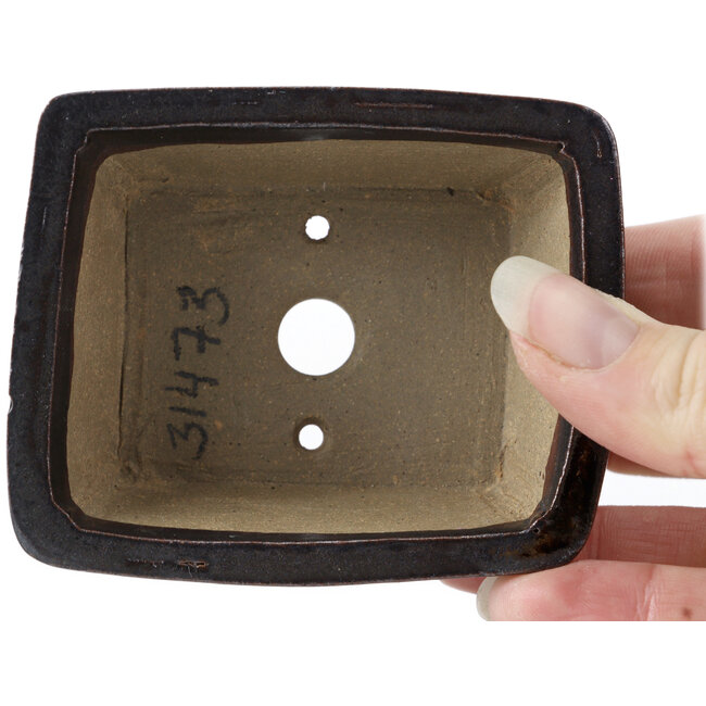 Rechthoekige bruine bonsaipot van Seto - 80 x 65 x 30 mm