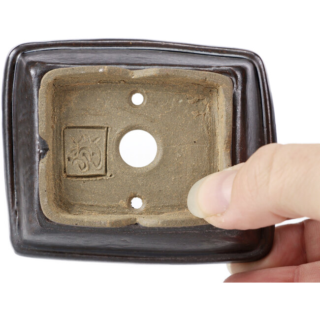 Pot à bonsaï rectangulaire marron par Seto - 80 x 65 x 30 mm
