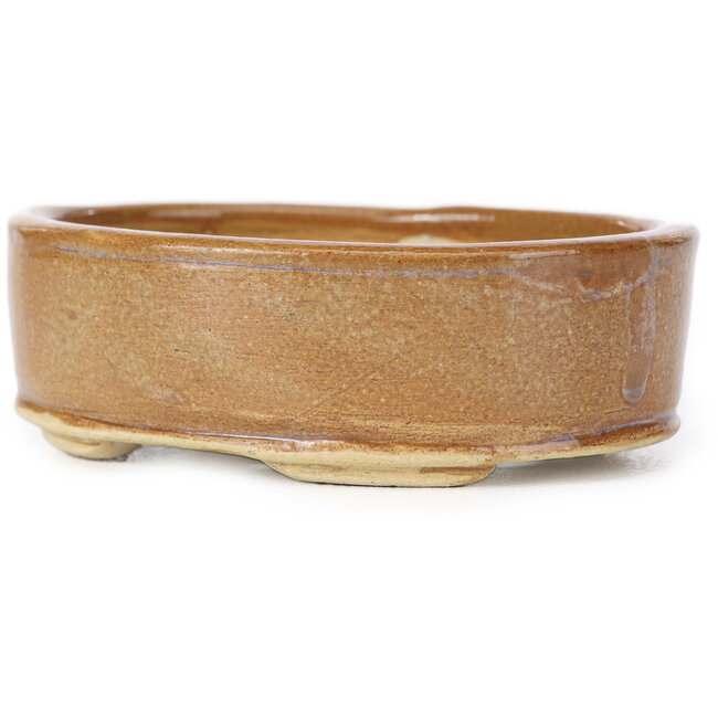 Oval brown bonsai pot by Seto - 85 x 70 x 25 mm