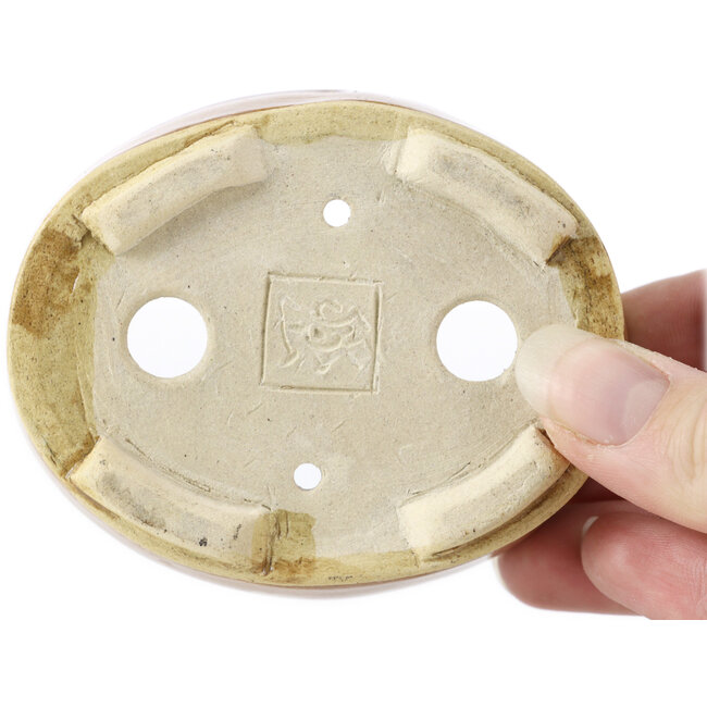 Oval brown bonsai pot by Seto - 85 x 70 x 25 mm