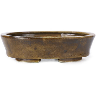 Seto 105 mm oval brown bonsai pot by Seto, Japan