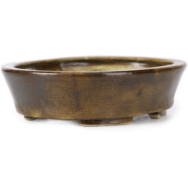 Ovale bruine bonsaipot van Seto - 105 x 85 x 30 mm
