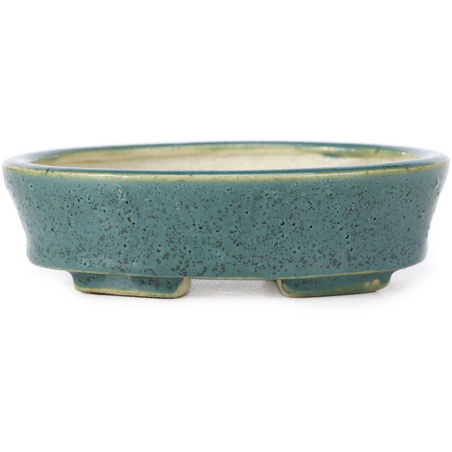 Oval green bonsai pot by Seto - 100 x 85 x 25 mm