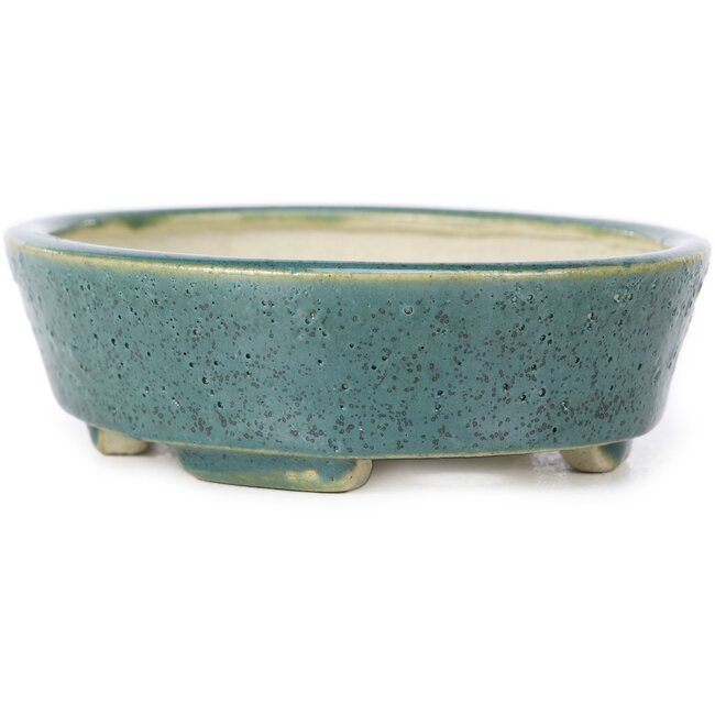 Oval green bonsai pot by Seto - 100 x 85 x 25 mm