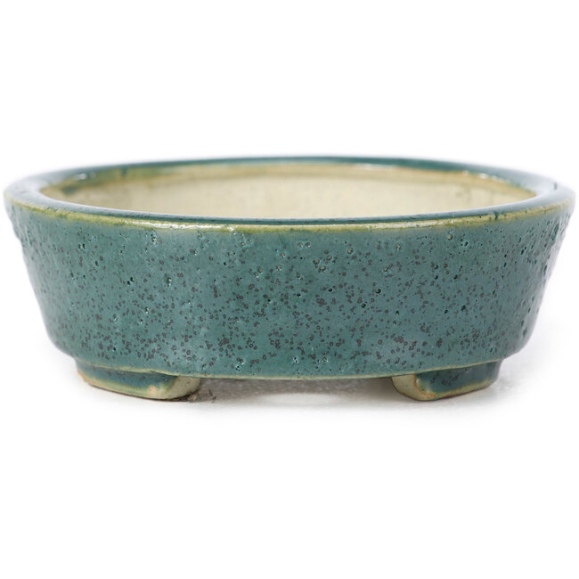 Maceta de bonsái verde ovalada de Seto - 100 x 85 x 25 mm