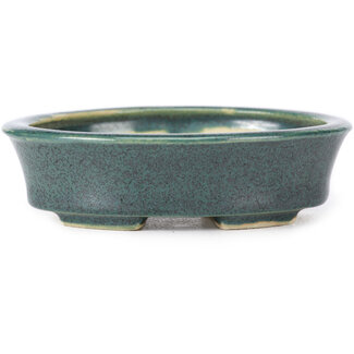 Seto 110 mm oval green bonsai pot by Seto, Japan