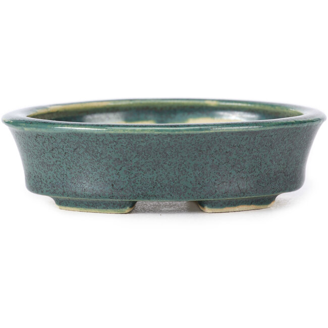 Pot à bonsaï ovale vert par Seto - 110 x 90 x 30 mm