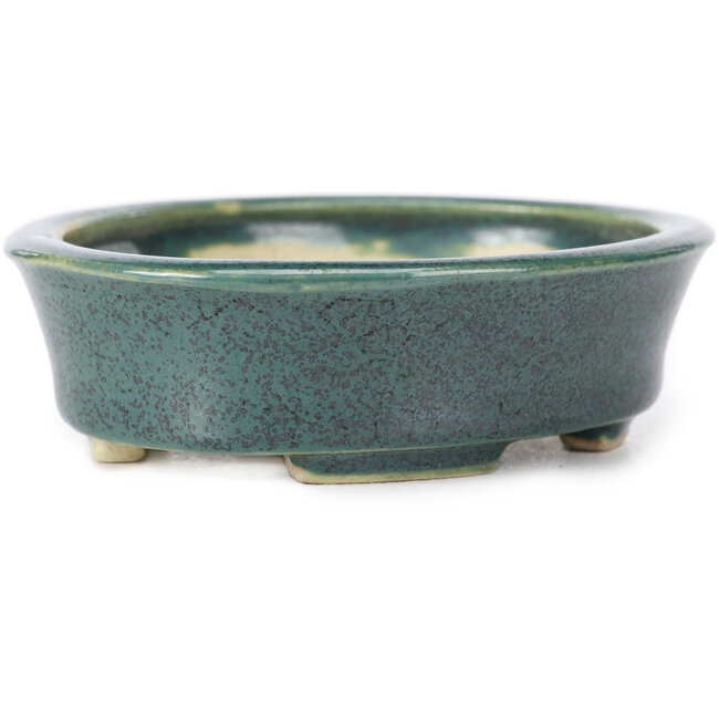 Oval green bonsai pot by Seto - 110 x 90 x 30 mm