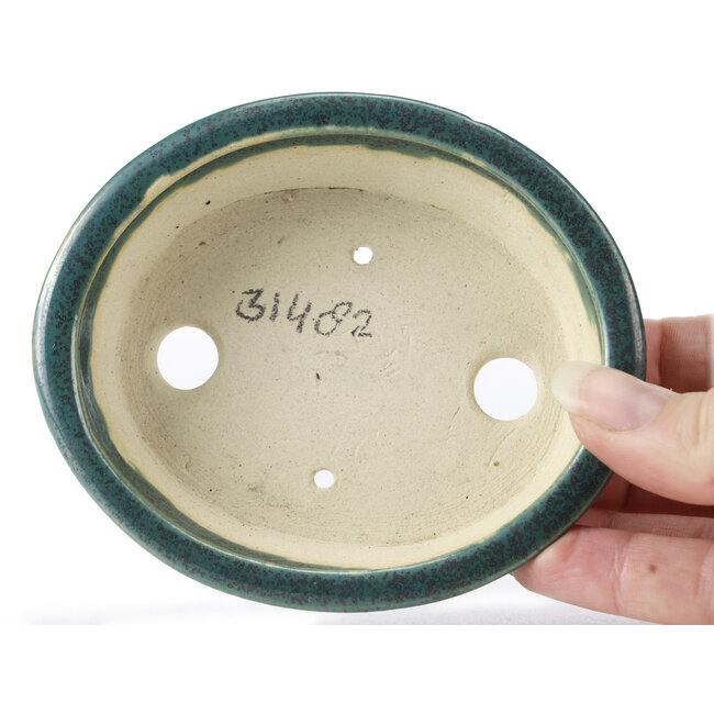Vaso bonsai ovale verde di Seto - 110 x 90 x 30 mm